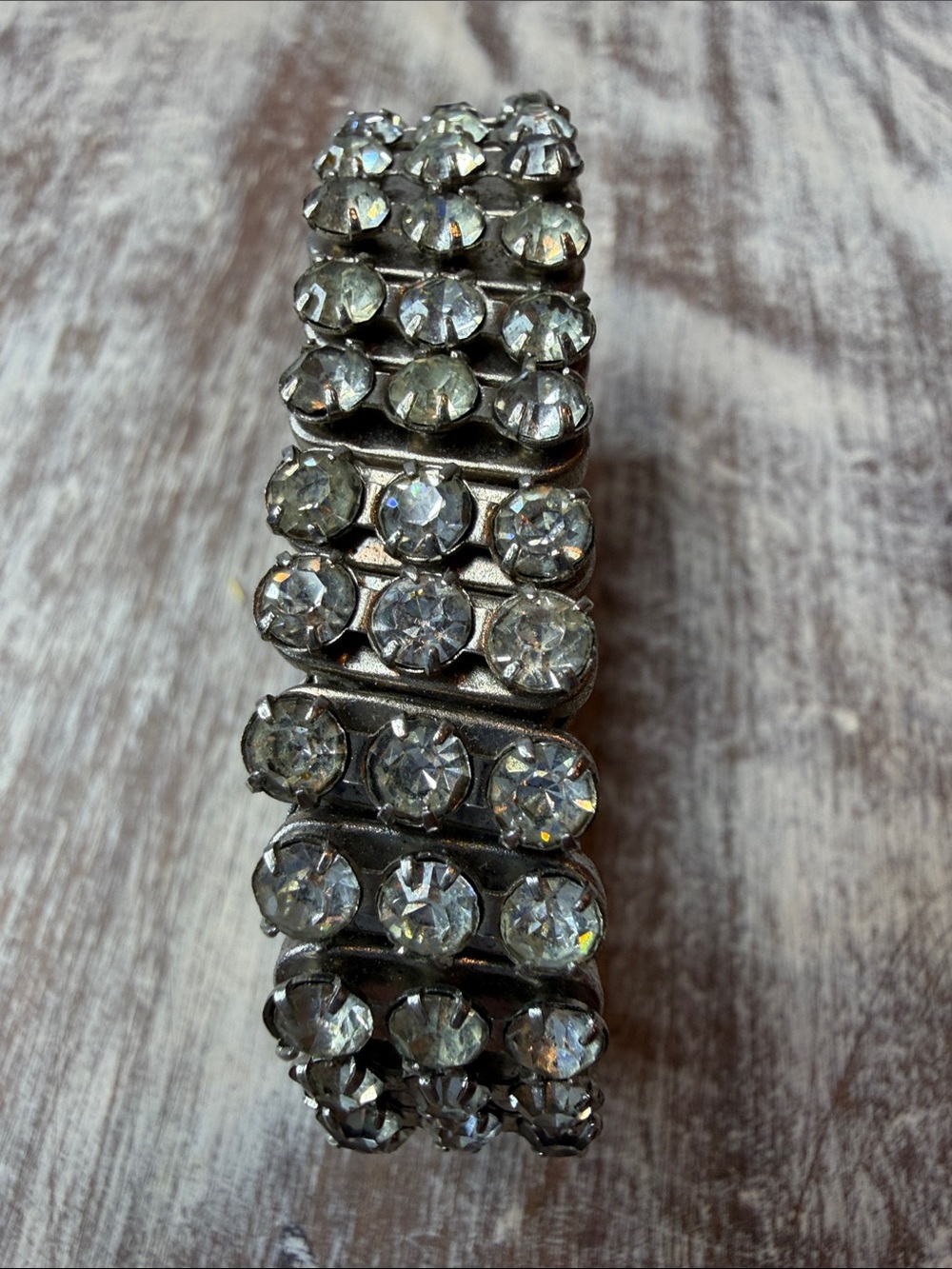 Vintage BRAND New York Rhinestone Expansion Bracelet Silver Tone